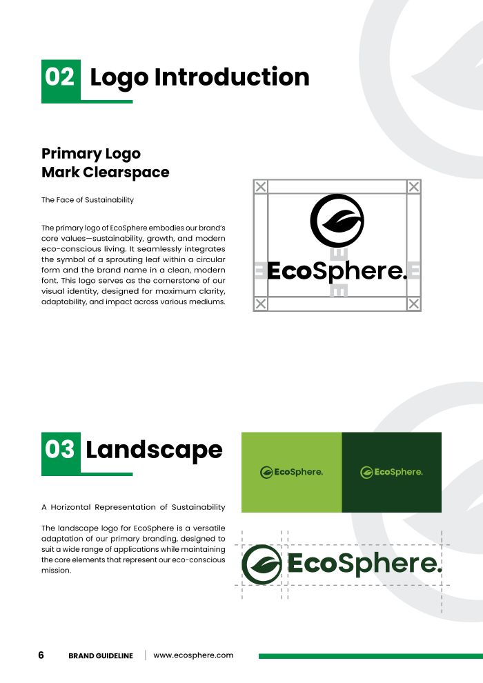 Guideline page: clear space and the landscape logo