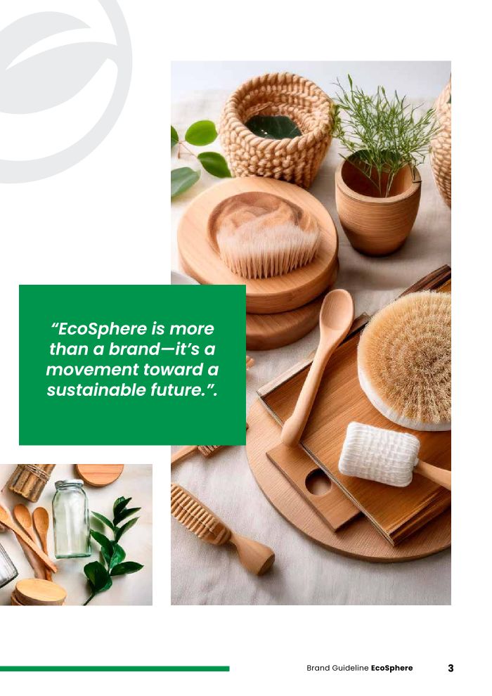 Guideline page with the brand quote over natural product photography