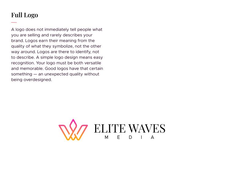 Guideline page: full colour logo with the rationale text