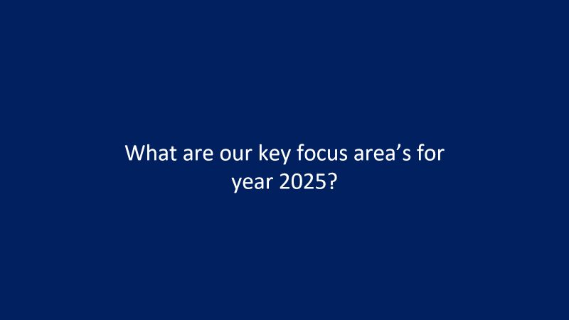 Title card in brand blue: What are our key focus areas for year 2025?