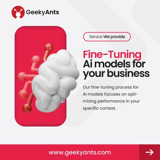 Slide 3: Fine-tuning AI models for your business, a white brain with red circuit nodes