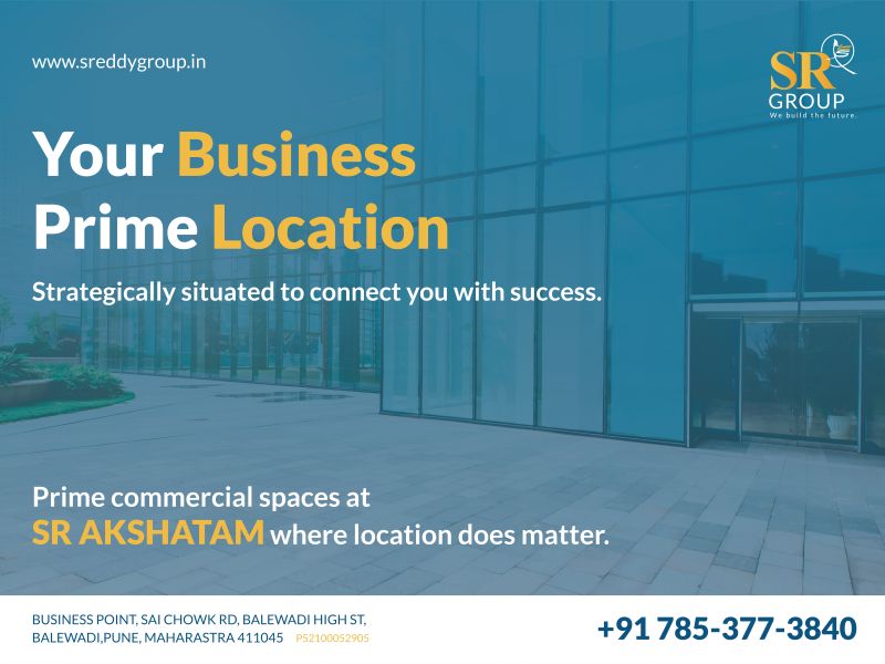 Hoarding: office towers in blue, Your business, prime location