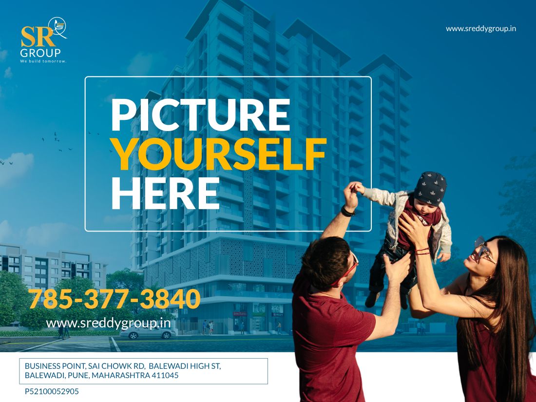 SR Group hoarding: a family lifting a child in front of an apartment tower, with the line Picture yourself here