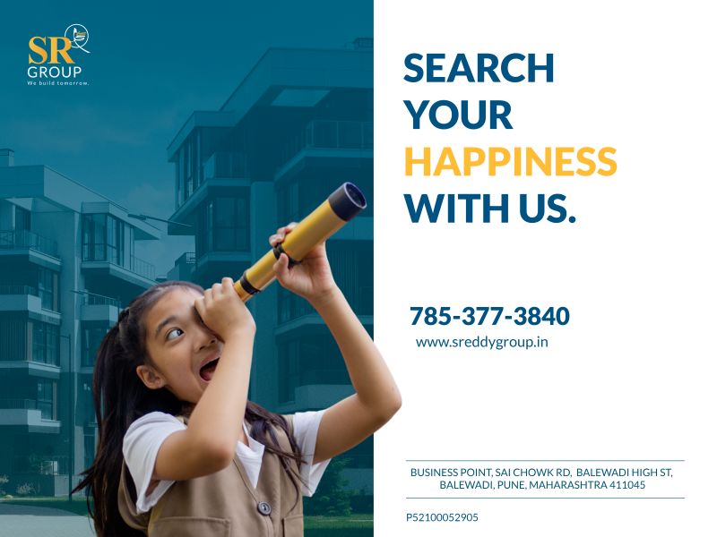 Hoarding: a girl looking through a telescope, Search your happiness with us