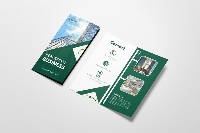 Mockup: the tri-fold brochure standing open