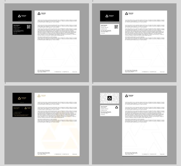 Business cards and letterheads using the 2024 Trikona mark